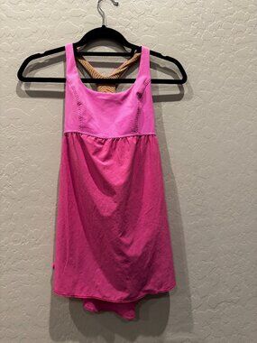 Lululemon Pink Racerback Tank Top Shelf Bra Size S